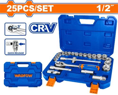 Wadfow WST2D25 25 Pcs 1/2" Socket Set