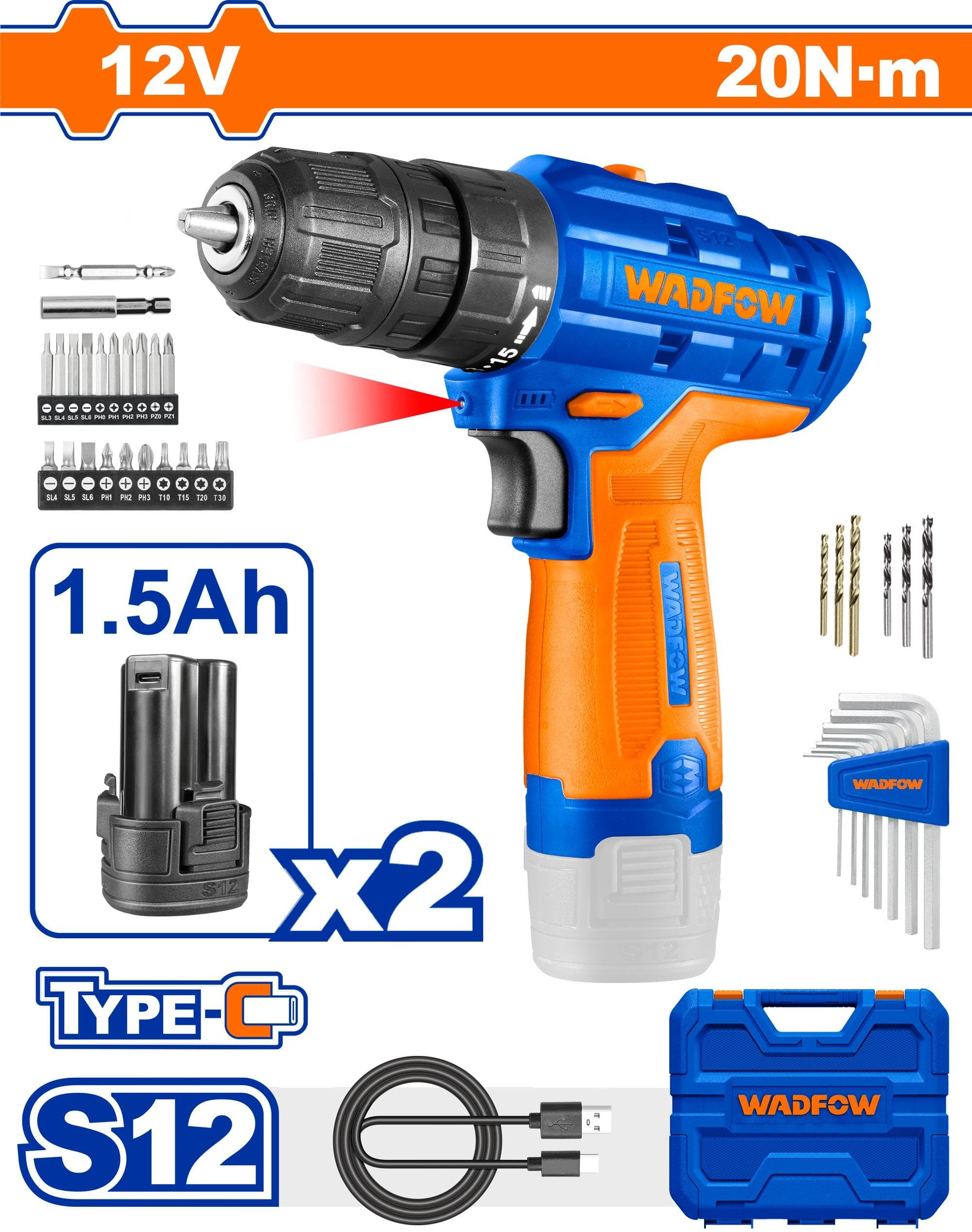 Wadfow WCDS525 Cordless Drill