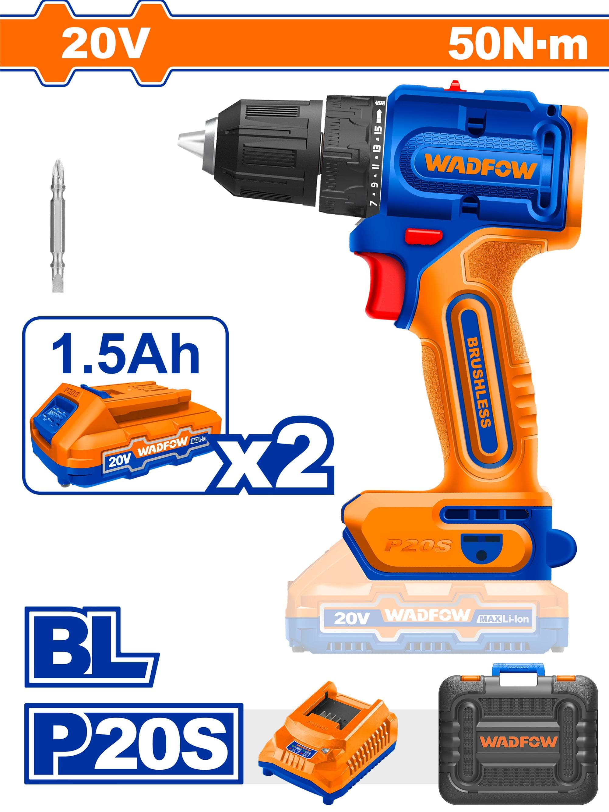 Wadfow WCDP552 Brushless Cordless Drill