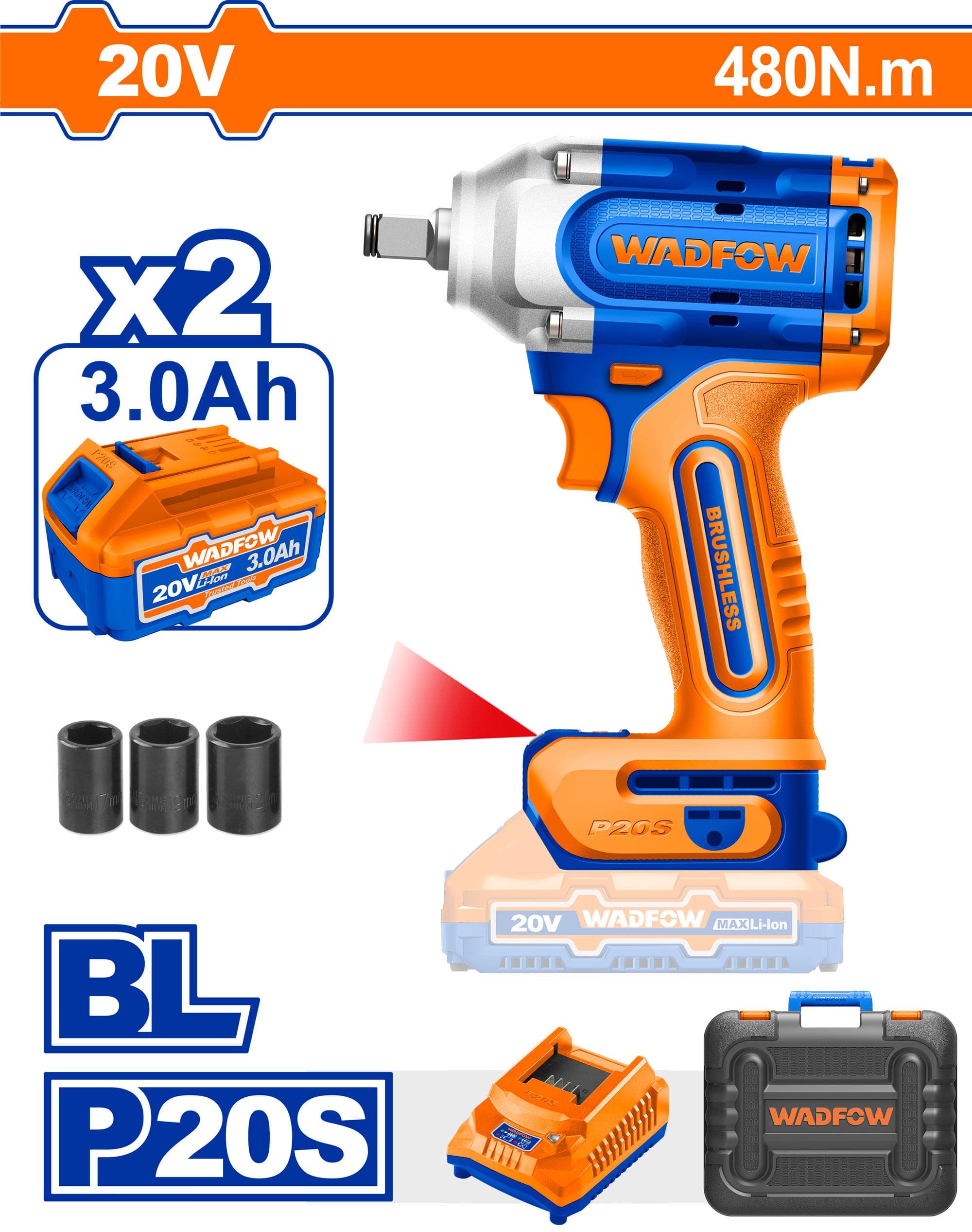Wadfow WCD1B48 Cordless Impact Wrench