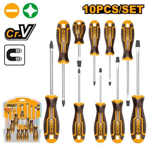 Ingco HKSD1028 10 Pcs Screwdriver Set