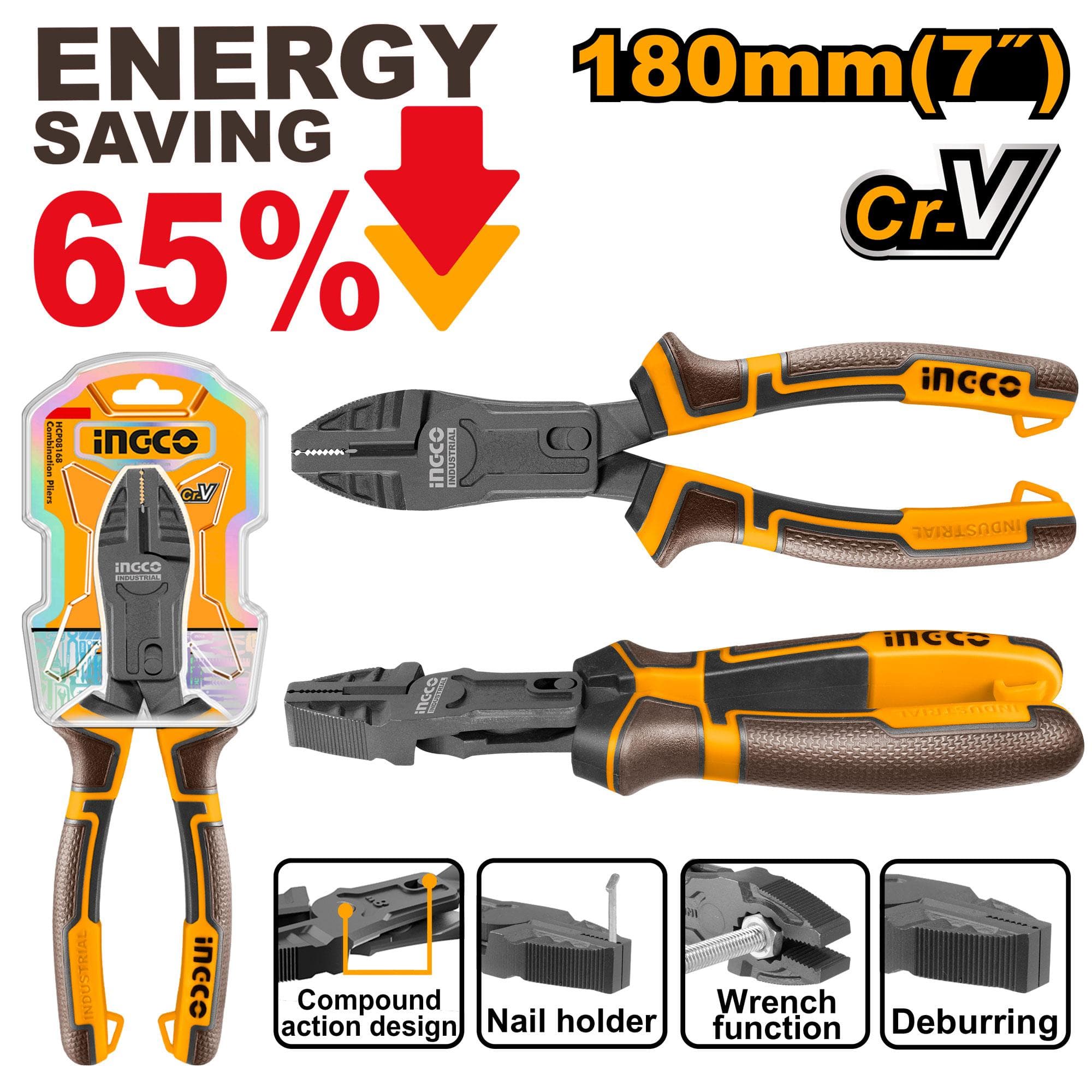 Ingco HCCP58180 8-in-1 Multi-function Combination Pliers
