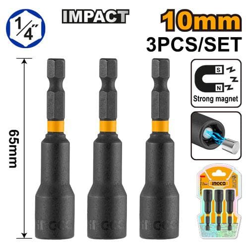 Ingco AMN1031 3 Pcs Impact Magnetic Nut Set