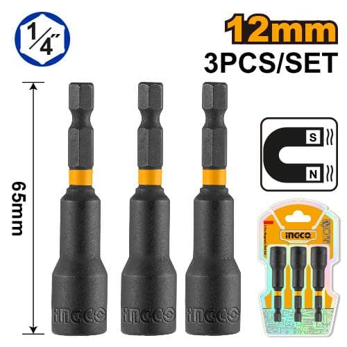 Ingco AMN1231 3 Pcs Magnetic Nut Set
