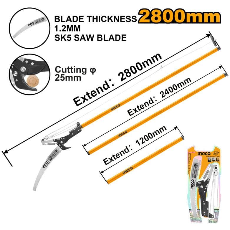 Ingco HEPS25281 Extendable Pole Saw & Pruner