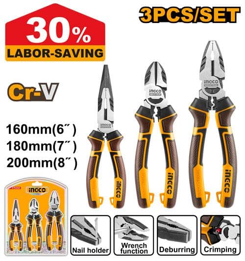 Ingco HKHLPS2831 3 Pcs High Leverage Pliers Set