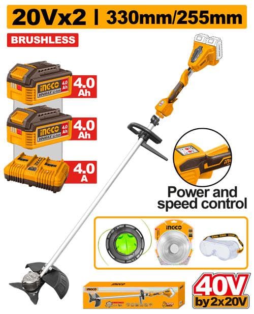 Ingco CSTLI200285 Cordless String Trimmer And Brush Cutter