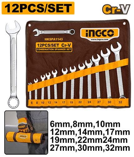 Ingco HKSPA1143 12pcs Combination Spanner Set