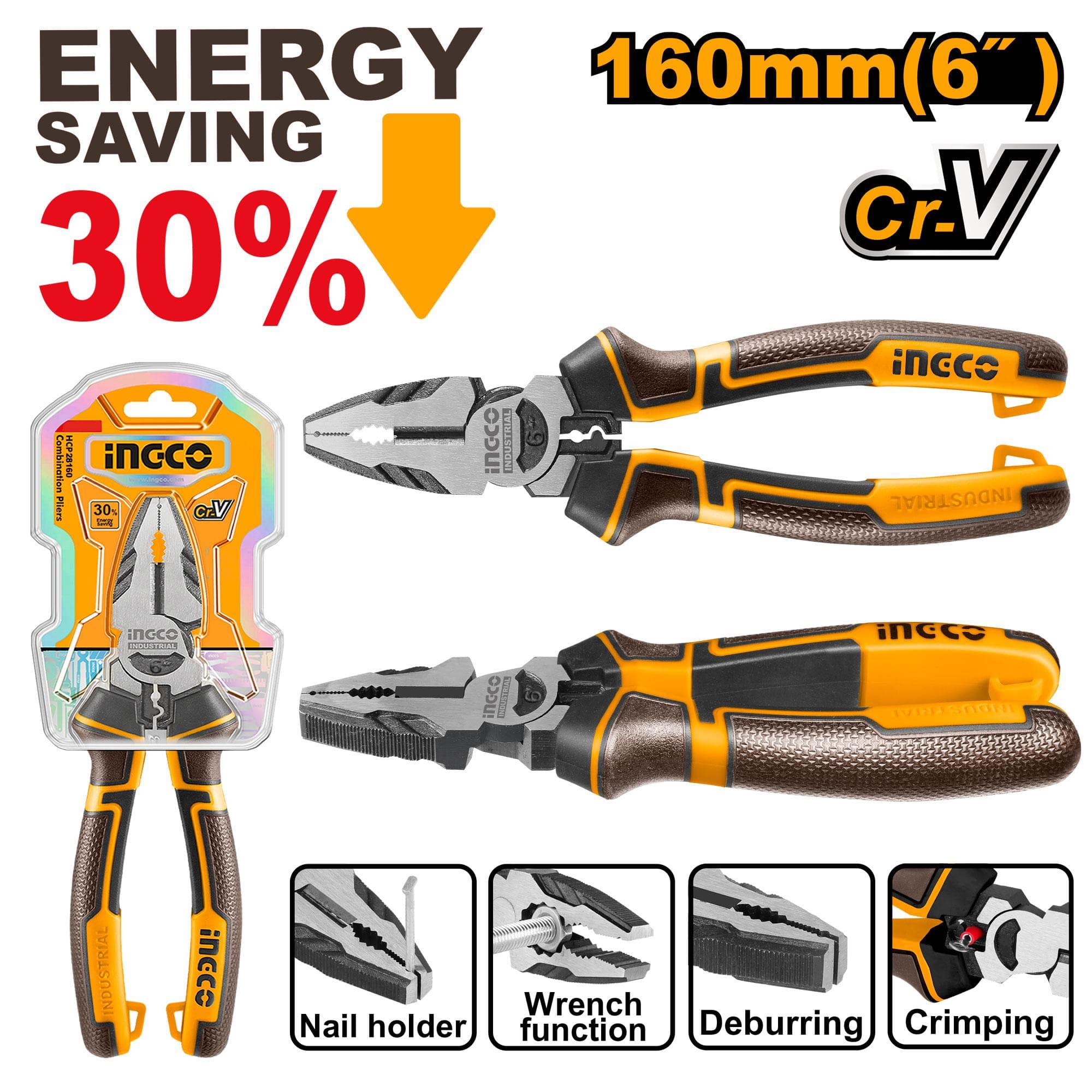 Ingco HHCP28160 High Leverage Combination Pliers