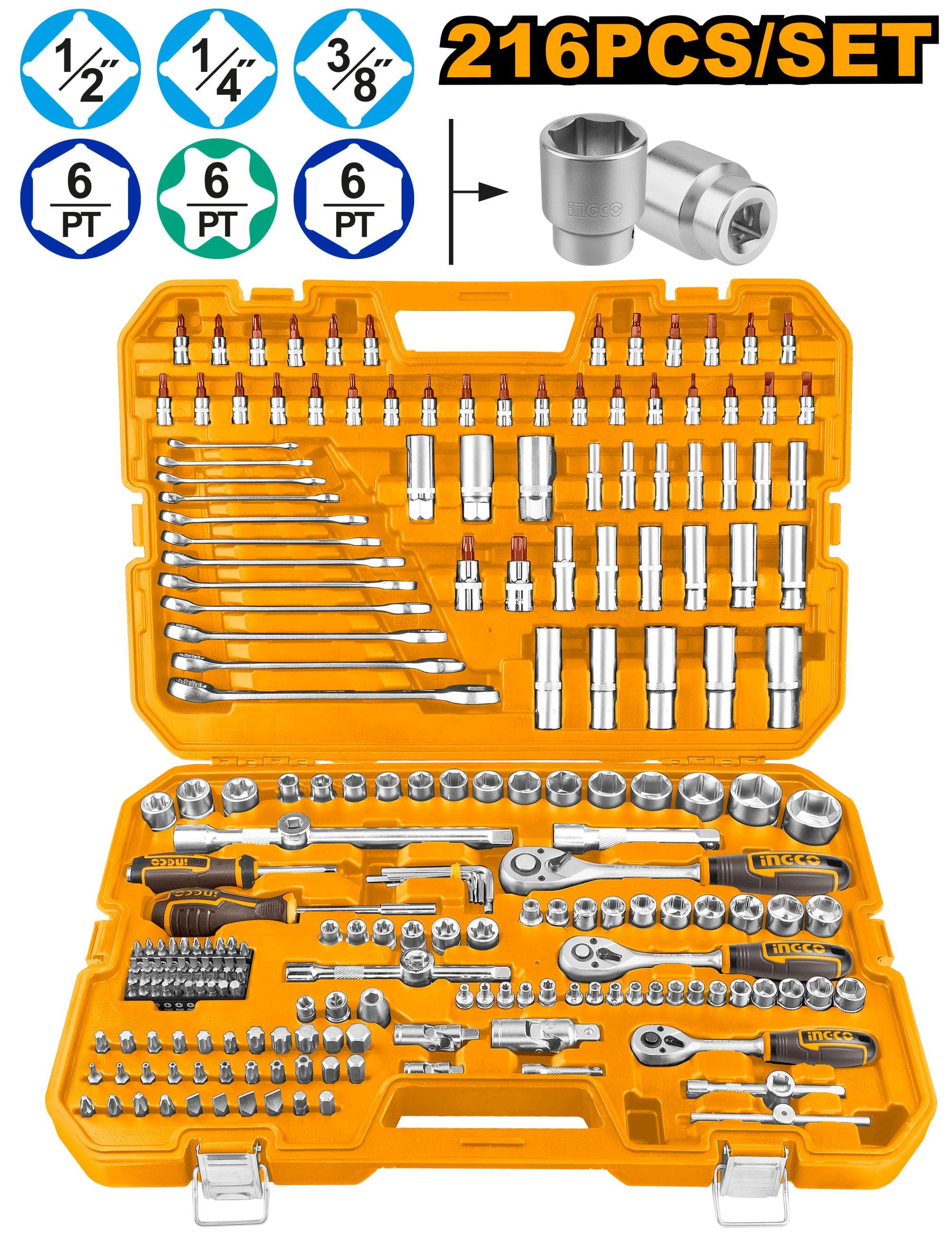 Ingco HKTHP22161 216 Pcs Combination Tools Set