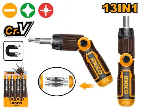 Ingco AKISD1208 13 In 1 Ratchet Screwdriver Set