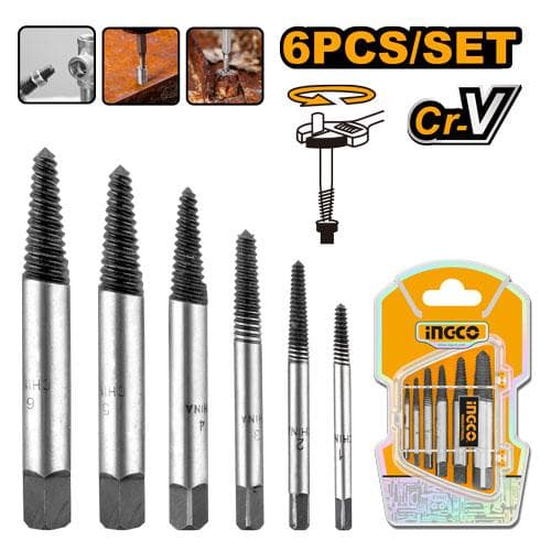Ingco ASE106 6 Pcs Screw Extractor Set