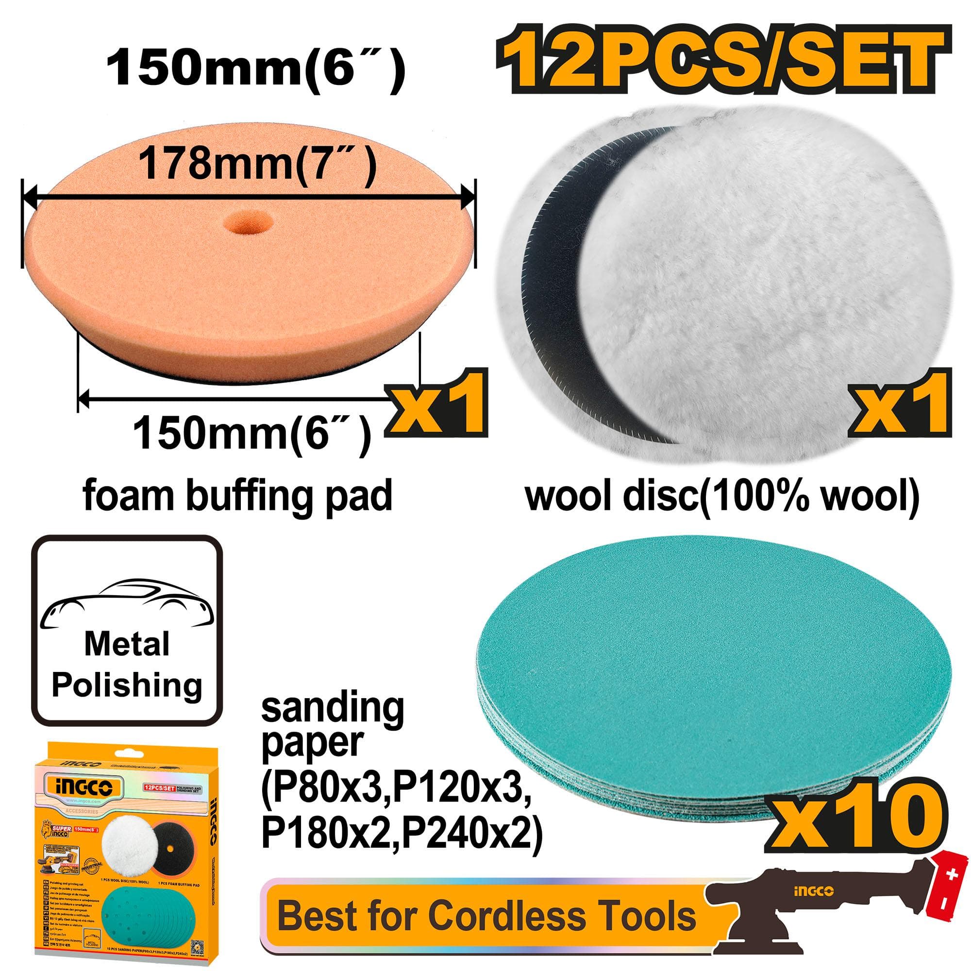 Ingco APG15012 Polishing And Grinding Set