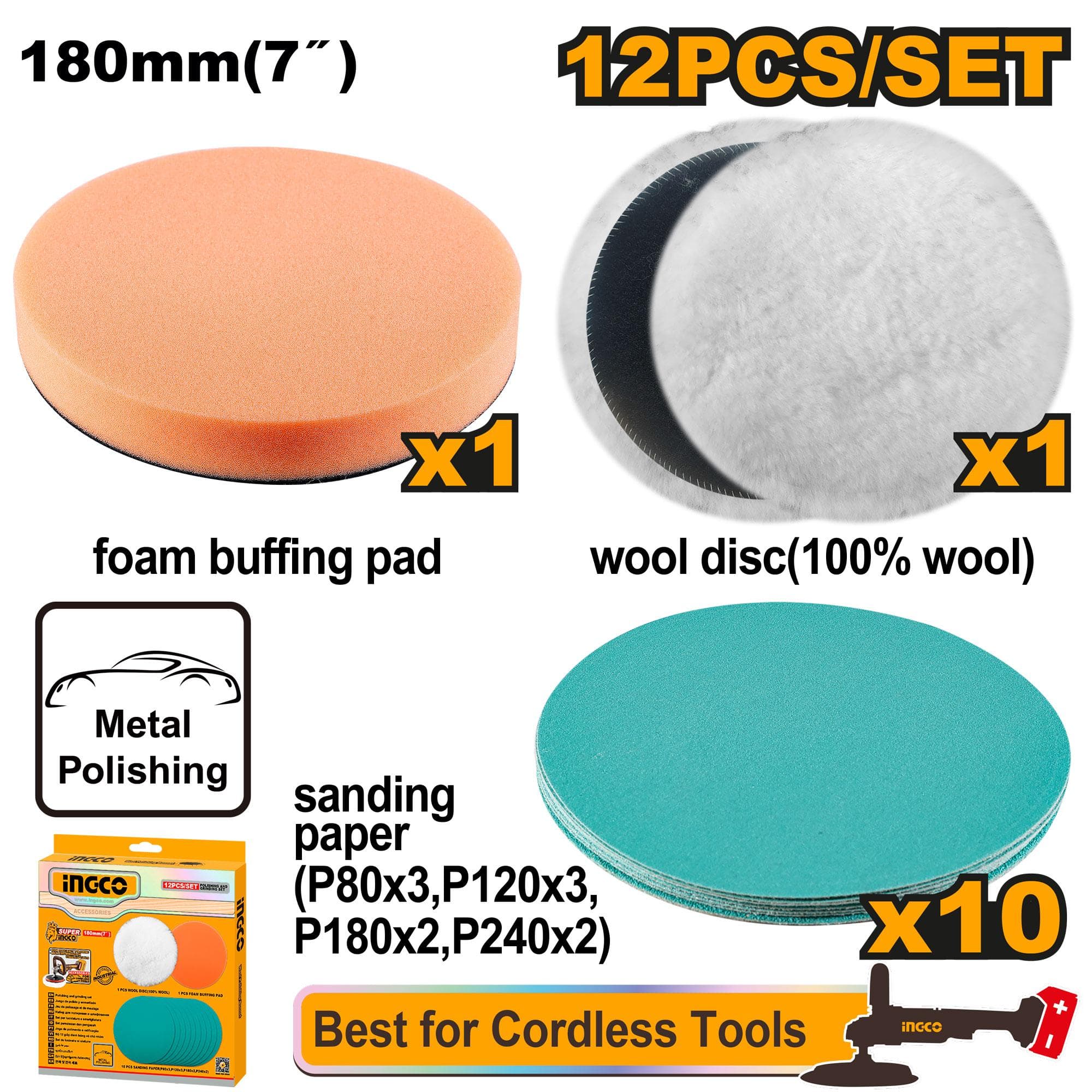 Ingco APG18012 Polishing And Grinding Set