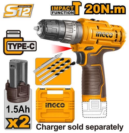 Ingco CIDLI12202 Cordless Impact Drill