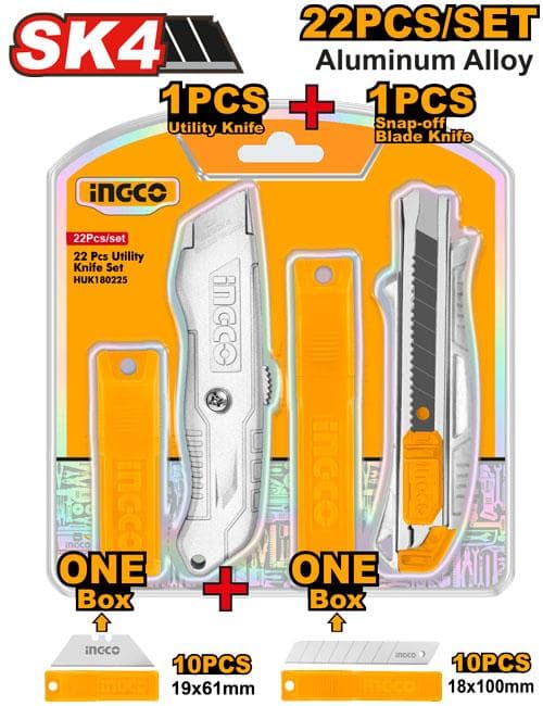 Ingco HUK180225 22 Pcs Utility Knife Set