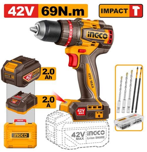 Ingco CIDLI426981 Compact Brushless Cordless Impact Drill