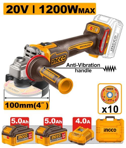 Ingco CAGLI2120232 Cordless Angle Grinder